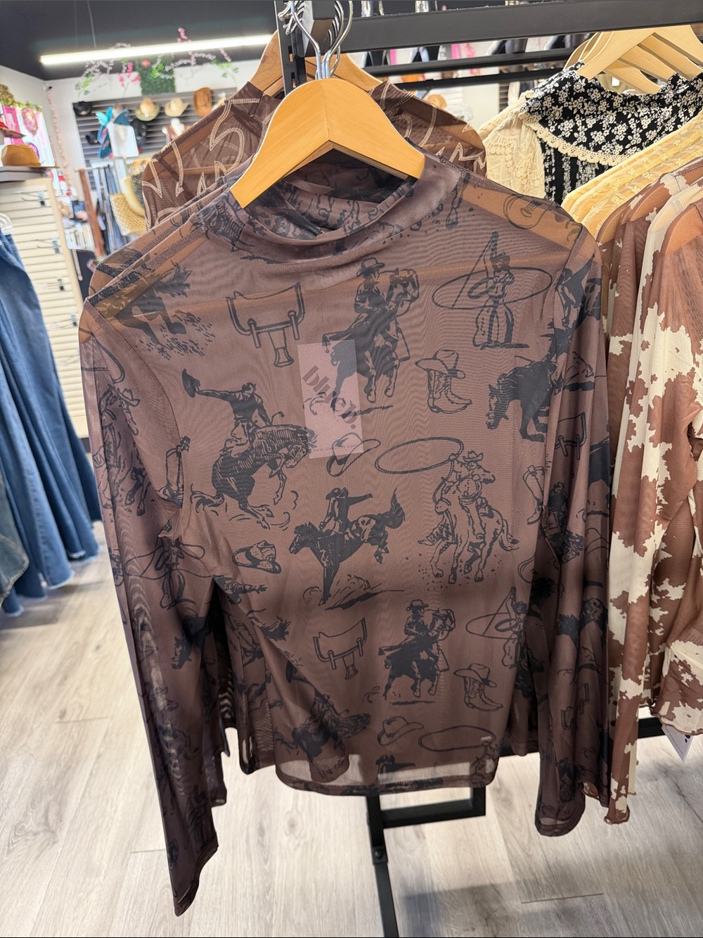 Bluebell Collection Brown Long-Sleeve Western Print Shirt - Picture 2 of 5